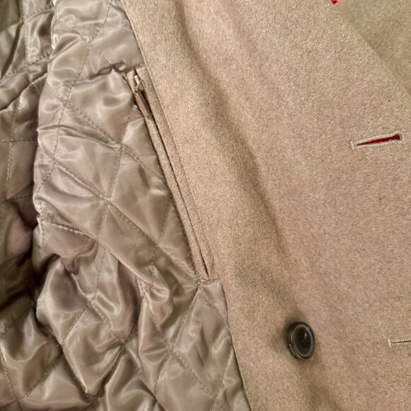 Michael Kors Delta Wool-Blend Faux-Leather-Trim Peacoat Men’s Large Brown - Picture 12 of 16